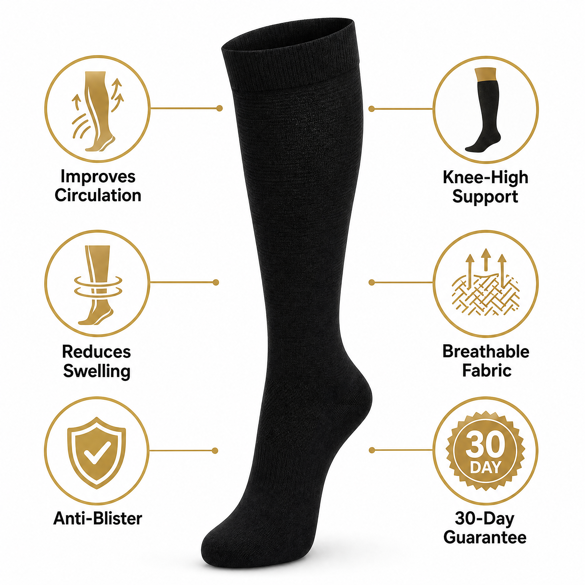 Warmly Knee-High Compression Socks – 6 Pairs